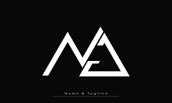 Alphabet letters Initials Monogram logo NJ , JN