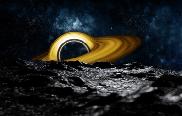 Wall Mural - black hole and stars and cloud fields in outer space
