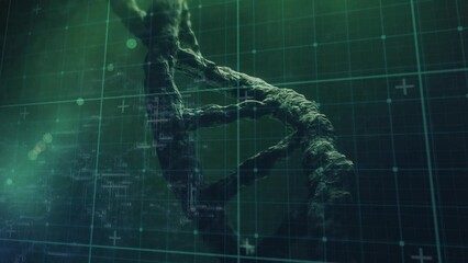 Poster - Animation of data processing over dna chains in green space