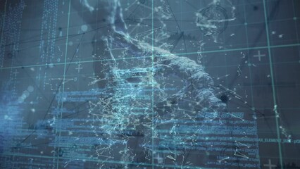 Poster - Animation of data processing over chemical formulas and dna chains in blue space