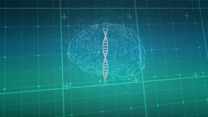 Poster - Animation of dna chain and brain in blue space
