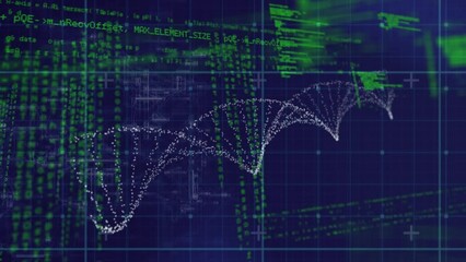 Poster - Animation of data processing over dna chain in blue space