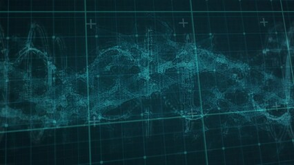 Poster - Animation of moving grid and dna chain in blue and black space