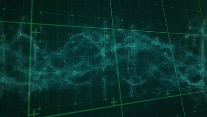 Poster - Animation of grid and dna chain in green and black space