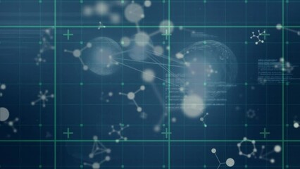 Poster - Animation of molecules, data processing and globe in blue space