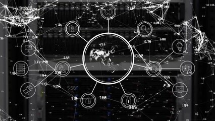 Poster - Animation of network of connections with digital icons