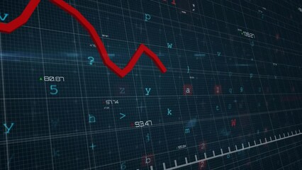 Poster - Animation of graph over cyber attack warning on black background