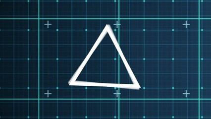 Poster - Animation of triangle rotating over checked blue space