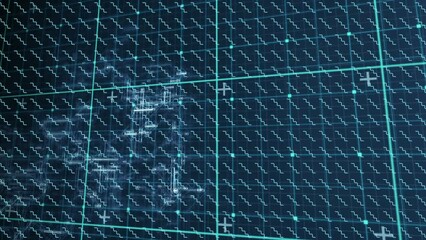 Poster - Animation of waves moving over checked blue space