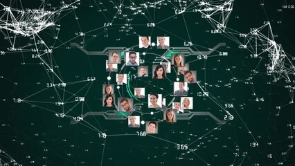Poster - Animation of globe with network of connections and people's photos