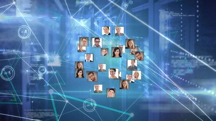 Poster - Animation of globe with network of connections and people's photos