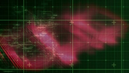Poster - Animation of data processing over grid and glowing pink structure