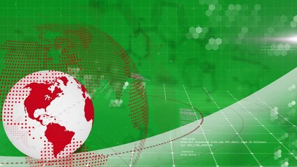 Aufkleber - Animation of data processing and globe on green background