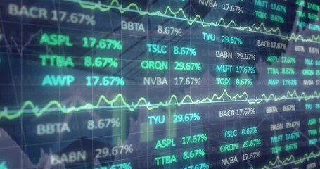 Poster - Animation of financial data and graphs over architecture