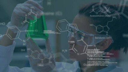 Poster - Animation of data processing over biracial female scientist