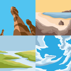 Canvas Print - four nature landscapes scenes