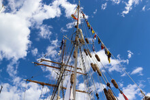Mast Rigging And Burgess Of A Tall Ship