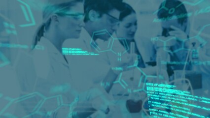 Poster - Animation of data processing and chemical formula over diverse scientists