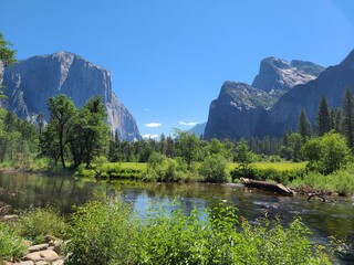 Wall Mural - Yosemite Valley surrounded by tall cliffs from Tunnel View