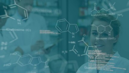 Poster - Animation of data processing and chemical formula over diverse scientists
