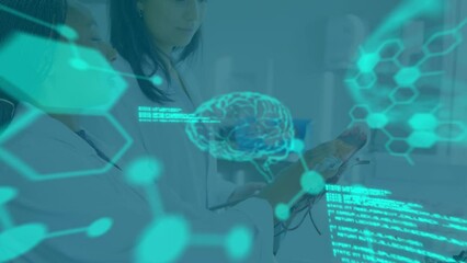 Poster - Animation of data processing and digital brain over diverse scientists