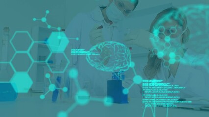 Poster - Animation of data processing and digital brain over diverse scientists