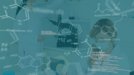 Poster - Animation of data processing and chemical formula over diverse scientists
