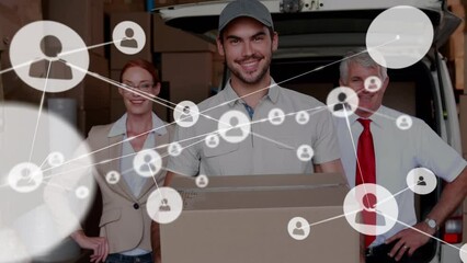 Poster - Animation of network of connections over warehouse workers