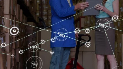 Poster - Animation of network of connections over warehouse workers