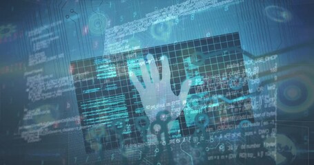 Poster - Animation of digital data processing over dark background