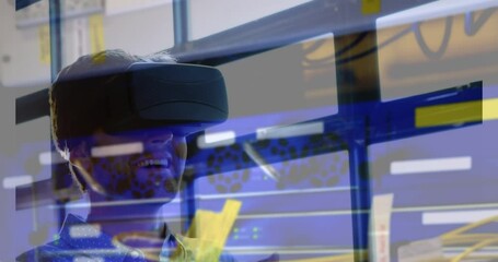 Poster - Animation of men using vr headset over server room