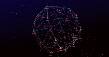 Sticker - Animation of network of connections with icons over dark background