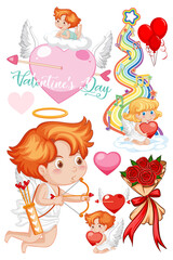 Sticker - Valentine theme with cupid and roses