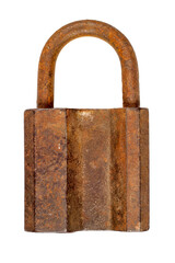 Wall Mural - Rusty padlock on a white background.