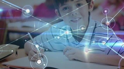 Poster - Animation of network of connections over schoolboy writing