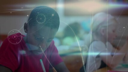 Poster - Animation of network of connections over schoolboy writing