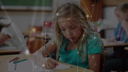 Poster - Animation of network of connections over schoolgirl writing