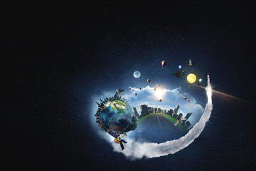Wall Mural - our planet earth . mixed media