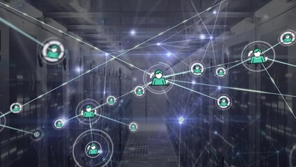 Poster - Animation of network of connections and data processing over server room