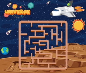 Wall Mural - game template with space theme background