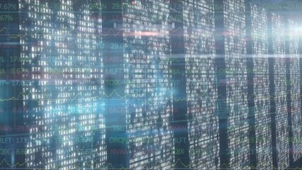 Poster - Animation of stock market over columns with binary coding