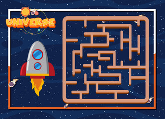 Wall Mural - Game template with space theme background