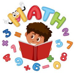 Wall Mural - font design for math with girl and numbers