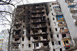 A multi-storey residential building in Chernihiv damaged by shelling by Russian troops and subsequent fire.