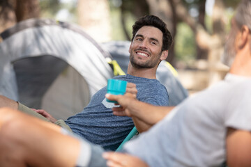 mqture couple enjoying after a hike