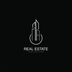 MA initial monogram logo for real estate with building style