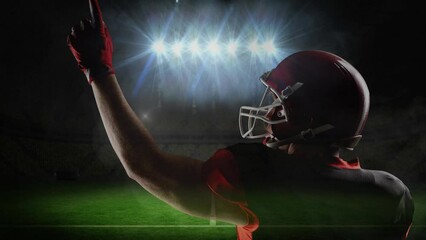 Poster - Animation of american football player over stadium lights