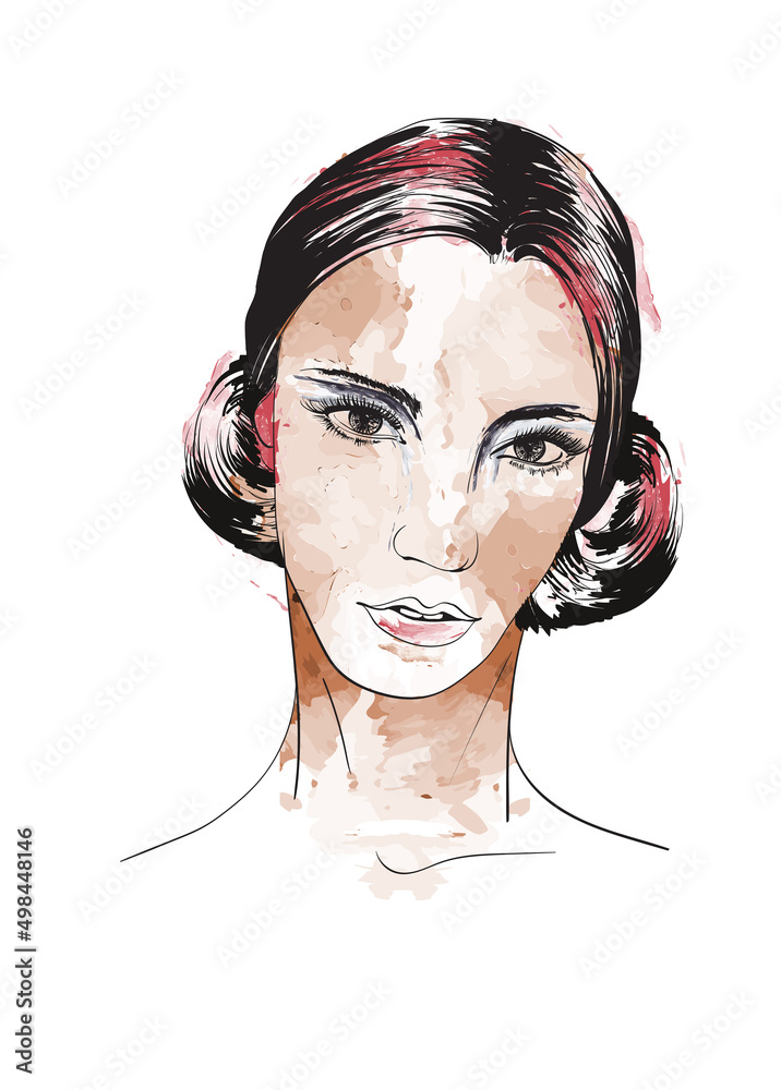 beautiful woman face hand drawn vector illustration sketch Stock Vector ...