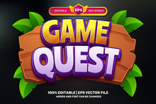 Game Quest 3D Logo Mock Up Template Editable Text Effect Style