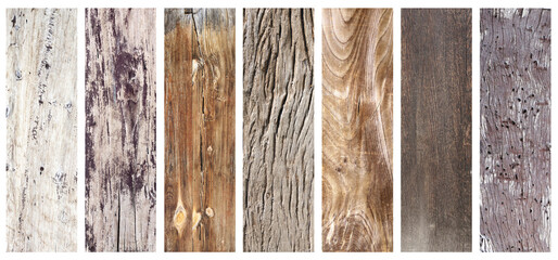 Sticker - Collection of wooden banners with old wood texture of different colors